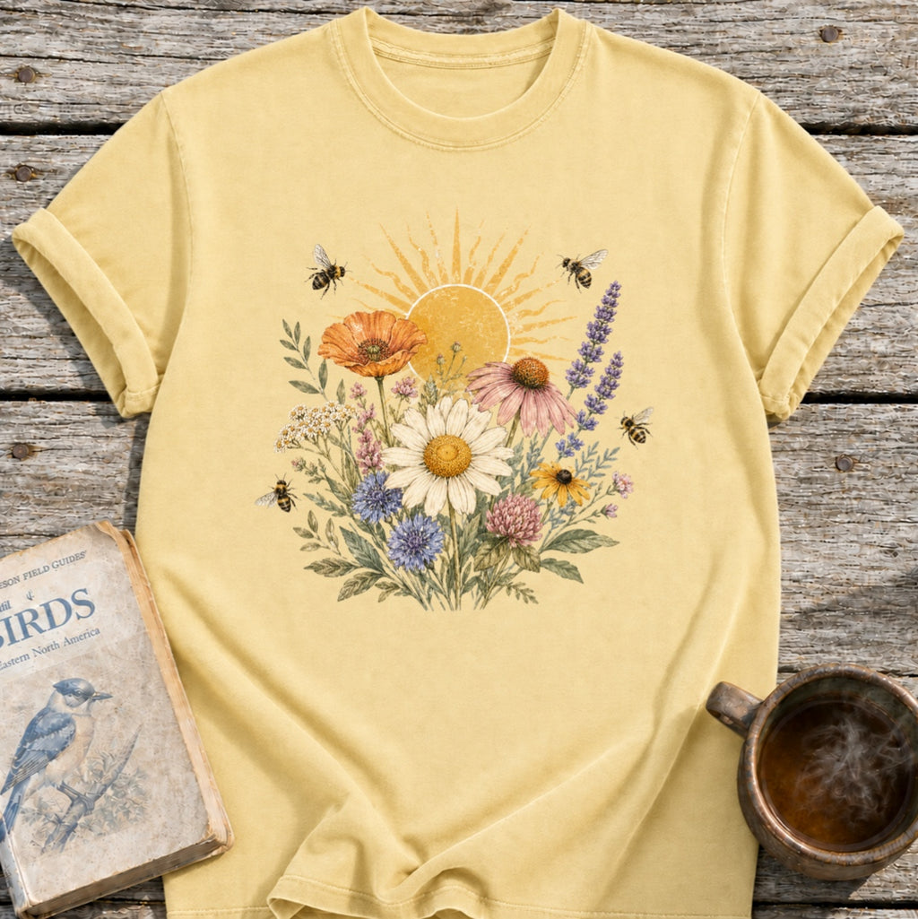 Sunny Bee Flowers T-Shirt