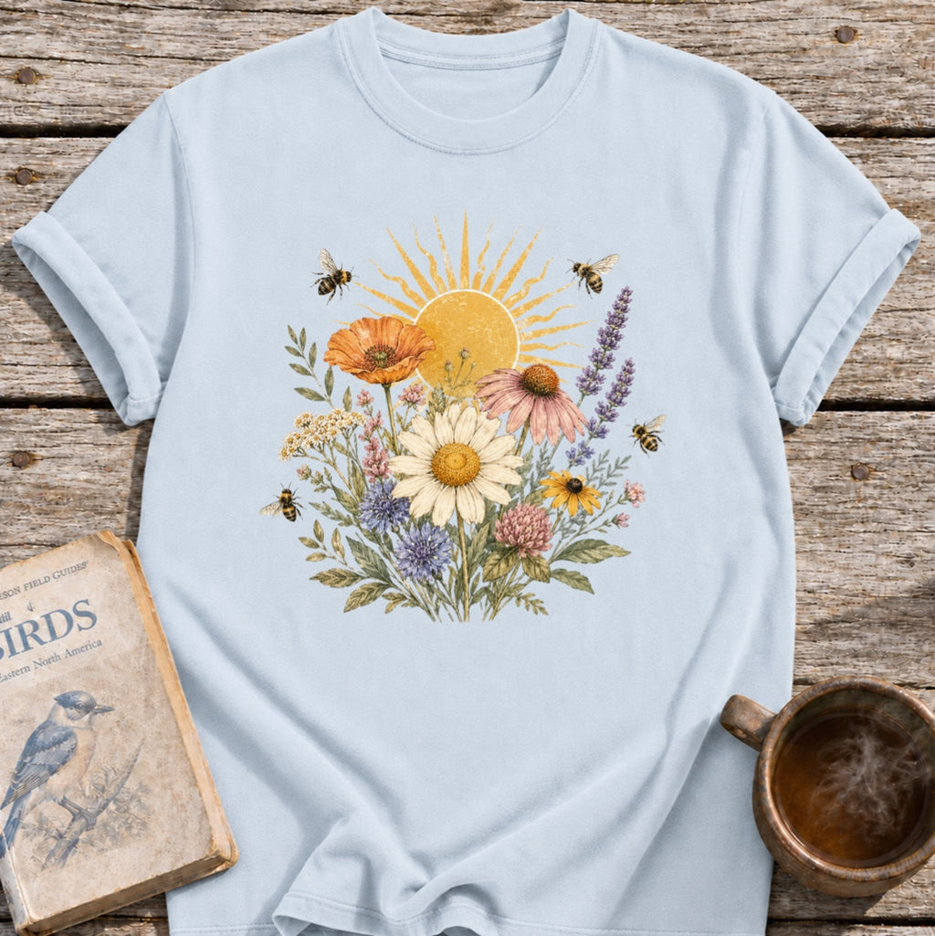 Sunny Bee Flowers T-Shirt