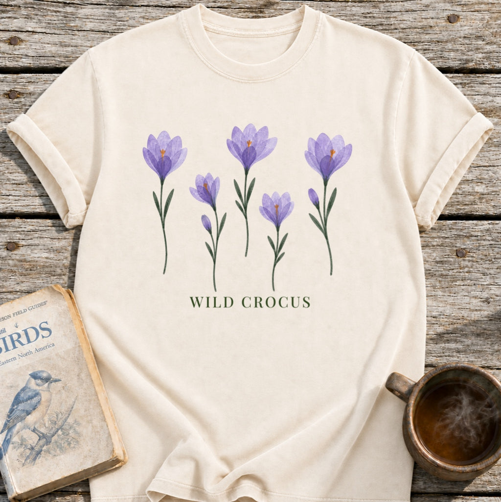 Wild Crocus Pressed Flowers T-Shirt