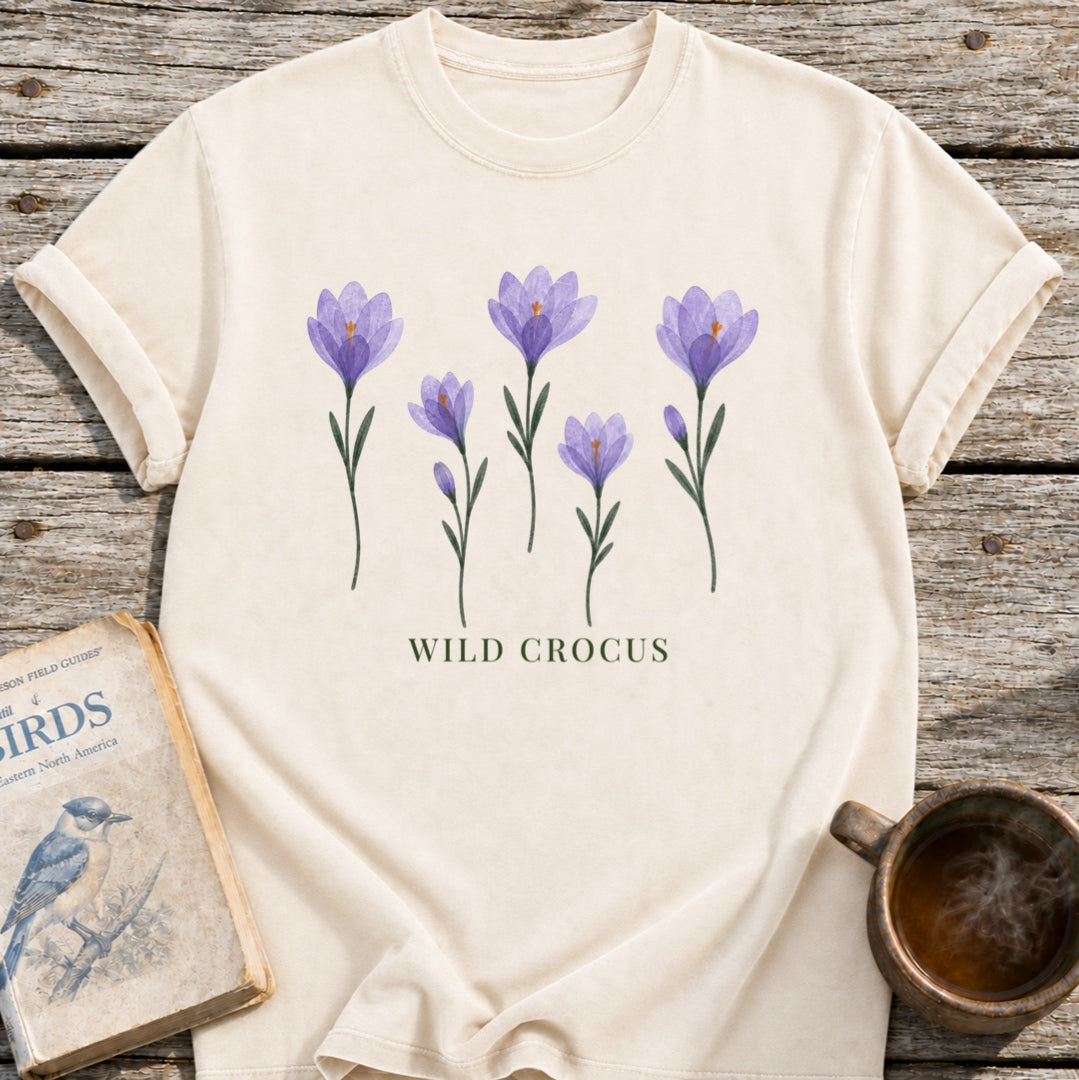 Wild Crocus Pressed Flowers T-Shirt