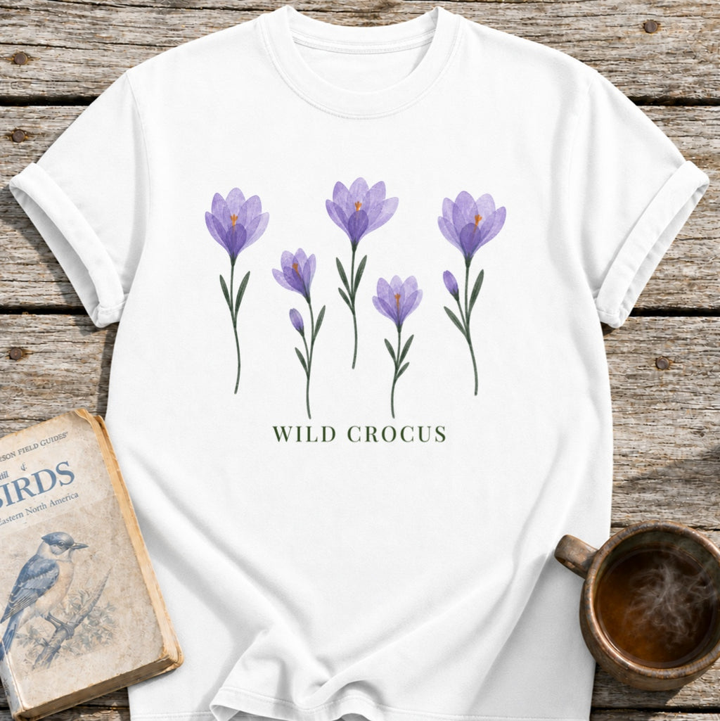 Wild Crocus Pressed Flowers T-Shirt