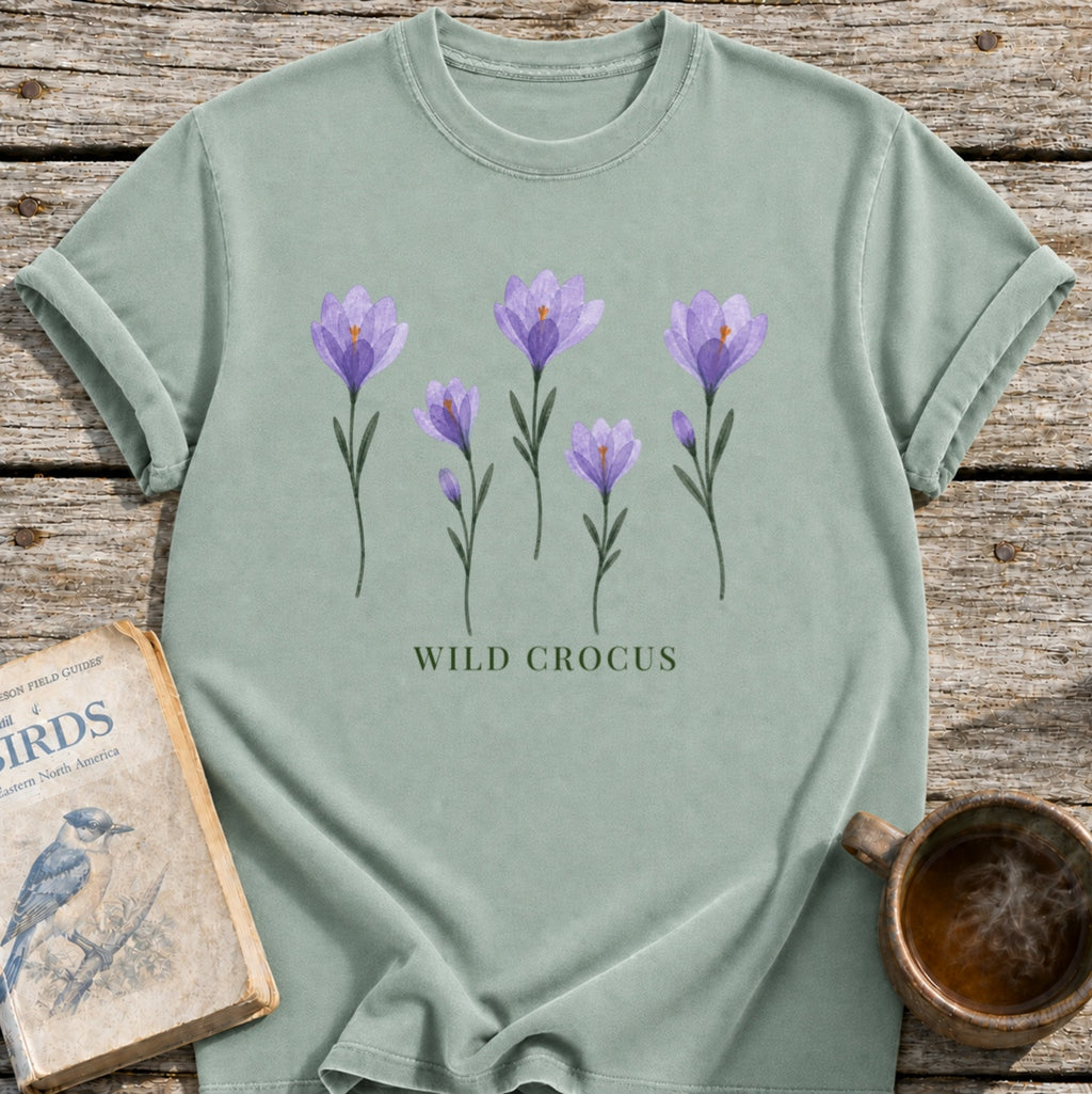 Wild Crocus Pressed Flowers T-Shirt
